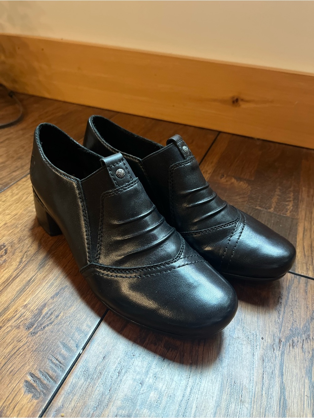Rieker Black Leather Slip-On Boots Dress Shoe